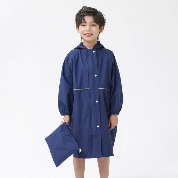NAISIBABY Toddler Baby Boys Girls Solid Color Rainwear, Kids Waterpoof Rain Hooded Jacket Coat Raincoat with Storage Bag Navy 3 T