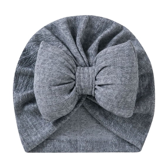 NAISIBABY Toddler Boys Girls Beanie Hat Accessories, Solid Color Bowknot Knitted Headwarps Gray Free Size
