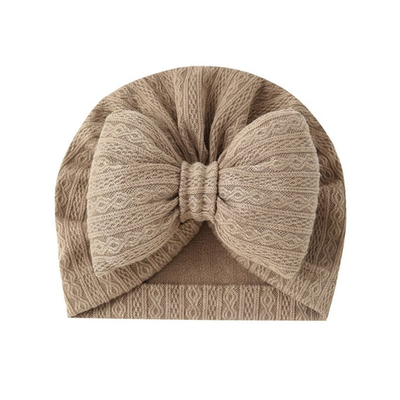 NAISIBABY Toddler Boys Girls Beanie Hat Accessories, Solid Color Bowknot Knitted Headwarps Khaki Free Size