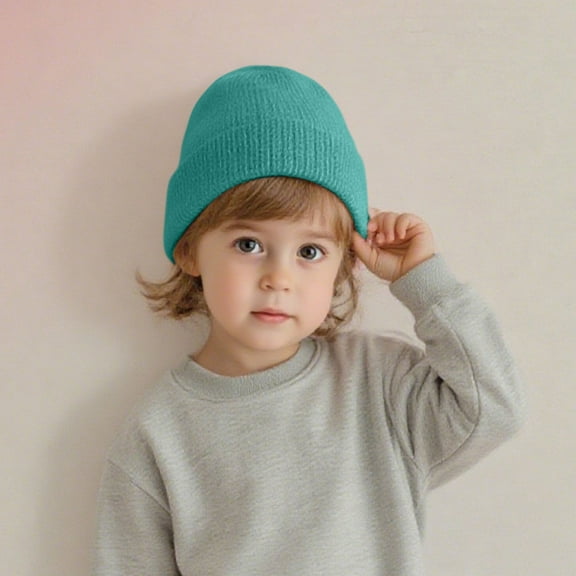 NAISIBABY Toddler Boys Girls Beanie Hat, Knitted Cotton Stretch Soft Multi-Color Winter Outdoor Warm Ski Cap Mint Green