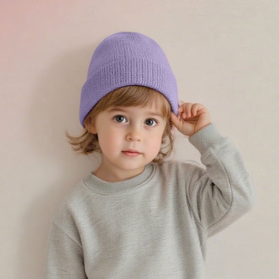 NAISIBABY Toddler Boys Girls Beanie Hat, Multi-Color Stretch Soft Knitted Cotton Winter Outdoor Warm Ski Cap Purple