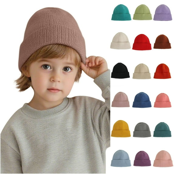 NAISIBABY Toddler Boys Girls Beanie Hat, Stretch Soft Multi-Color Knitted Cotton Winter Outdoor Warm Ski Cap Coffee