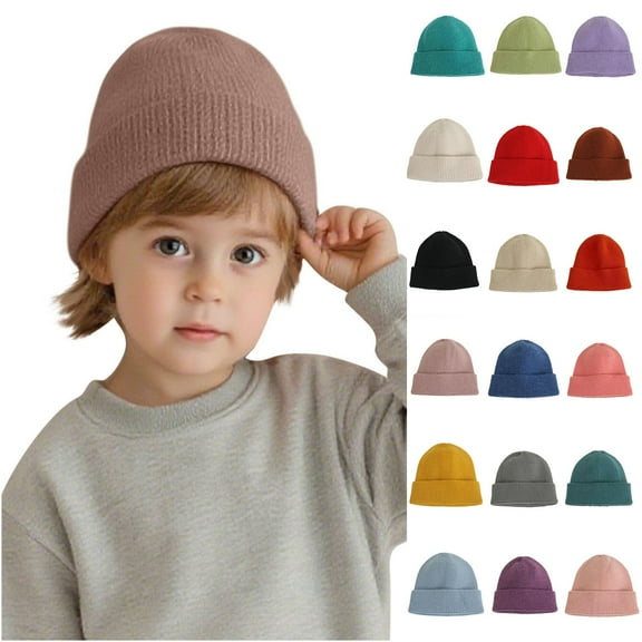 NAISIBABY Toddler Boys Girls Beanie Hat, Stretch Soft Multi-Color Knitted Cotton Winter Outdoor Warm Ski Cap Coffee