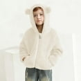 thumbnail image 1 of NAISIBABY Toddler Boys Girls Fleece Jacket, Cute Hooded Coat with Pockets Zip-Up Winter Warm Fuzzy Outerwear White 4T, 1 of 6