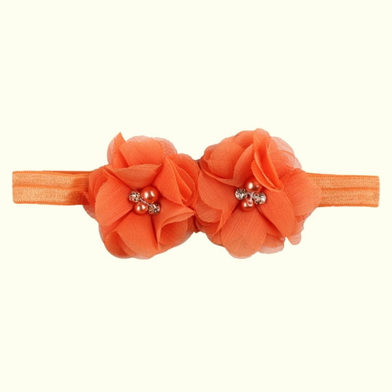 NAISIBABY Toddler Boys Girls Headbands, No Slip Bowknot Flower Solid Color Cute Stretch Headdress Orange Free Size