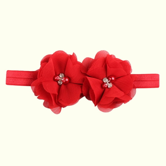 NAISIBABY Toddler Boys Girls Headbands, Solid Color No Slip Bowknot Flower Cute Stretch Headdress Red Free Size