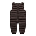 thumbnail image 1 of NAISIBABY Toddler Boys Girls Puffer Jumpsuit, Sleeveless Thicken Warm Zipper Winter Padded Snowsuit Jacket Brown 5T, 1 of 3