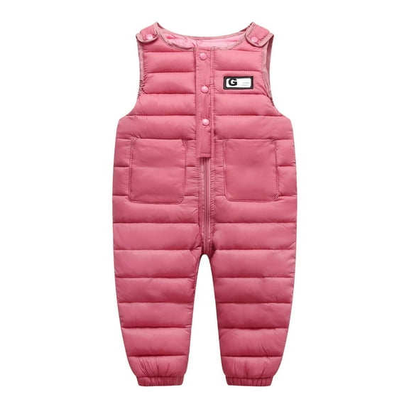 NAISIBABY Toddler Boys Girls Puffer Jumpsuit, Sleeveless Zipper Thicken Warm Winter Padded Snowsuit Jacket Watermelon Red 5T