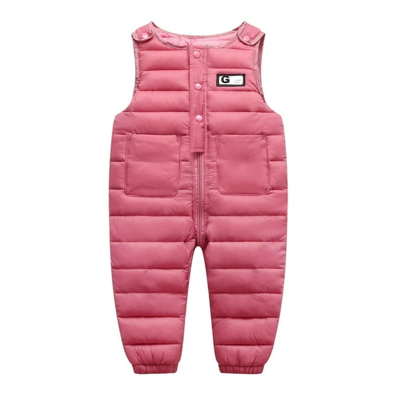 NAISIBABY Toddler Boys Girls Puffer Jumpsuit, Zipper Thicken Warm Sleeveless Winter Padded Snowsuit Jacket Watermelon Red 1T