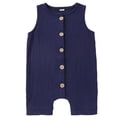 thumbnail image 1 of NAISIBABY Toddler Boys Girls Romper, Sleeveless Cotton Soft Button Up Summer Breathable One-Piece Bodysuit Navy 6-12Months, 1 of 5
