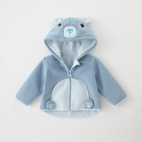 NAISIBABY Toddler Boys Girls Warm Coat, Cute Hooded Zip-up Kids Cotton Jacket Blue 4-5 T