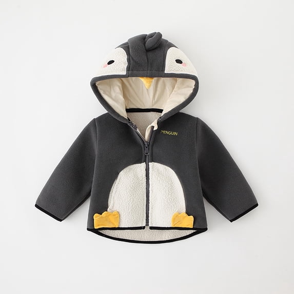 NAISIBABY Toddler Boys Girls Warm Coat, Zip-up Cute Hooded Kids Cotton Jacket Gray 12-24 Months