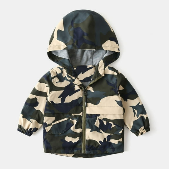 NAISIBABY Toddler Boys Jackets, Windbreaker Zipper Hooded Coats Kids Fall Outwear Camouflage 7T