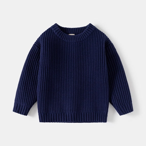 NAISIBABY Toddler Boys Sweater, Crew Neck Pullover Knitted Long Sleeve Warm Fall Winter Clothes Navy 4T