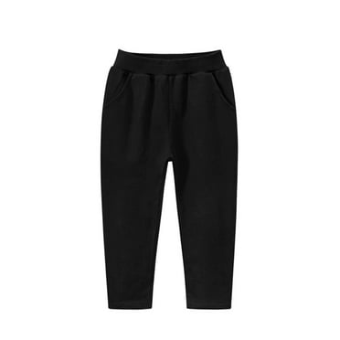 NAISIBABY Toddler Boys Sweatpants, Solid Color Elastic Waist Comfy Casual Cotton Pants Black 4-5T