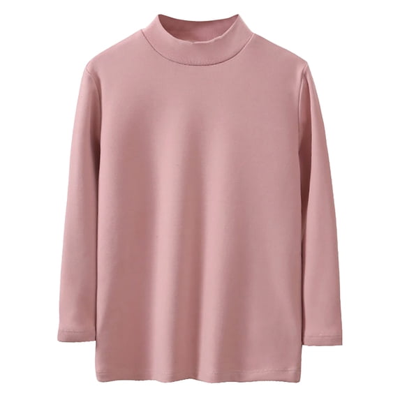 NAISIBABY Toddler Girls Boys Long Sleeve Tops, Comfy Crew Neck Solid Color Casual Pullover Homewear Tees Pink