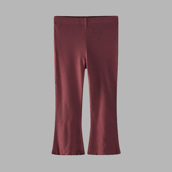 NAISIBABY Toddler Girls Flare Leggings, High Waist Solid Color Stretch Soft Cotton Basic Tight Pants Wine 4T