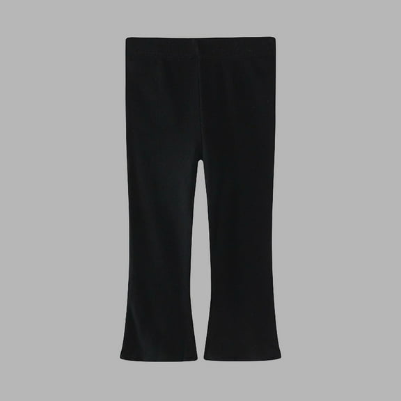 NAISIBABY Toddler Girls Flare Leggings, Solid Color High Waist Stretch Soft Cotton Basic Tight Pants Black 4T