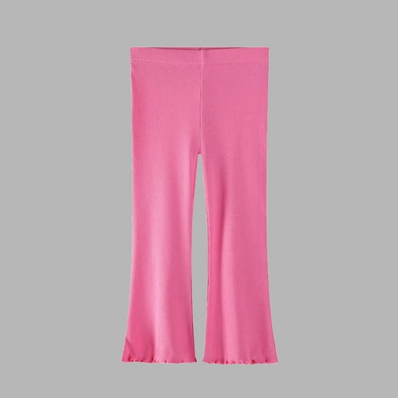 NAISIBABY Toddler Girls Flare Leggings, Solid Color Stretch Soft High Waist Cotton Basic Tight Pants Hot Pink 4T