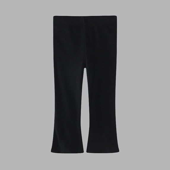 NAISIBABY Toddler Girls Flare Leggings, Stretch Soft High Waist Solid Color Cotton Basic Tight Pants Black 6T