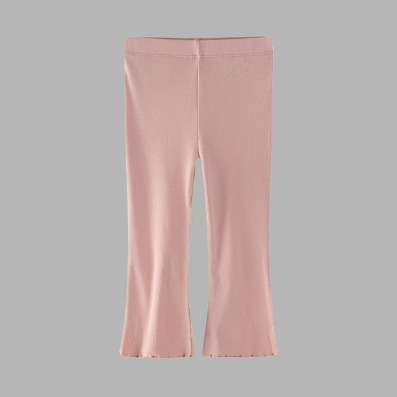 NAISIBABY Toddler Girls Flare Leggings, Stretch Soft High Waist Solid Color Cotton Basic Tight Pants Pink 3T