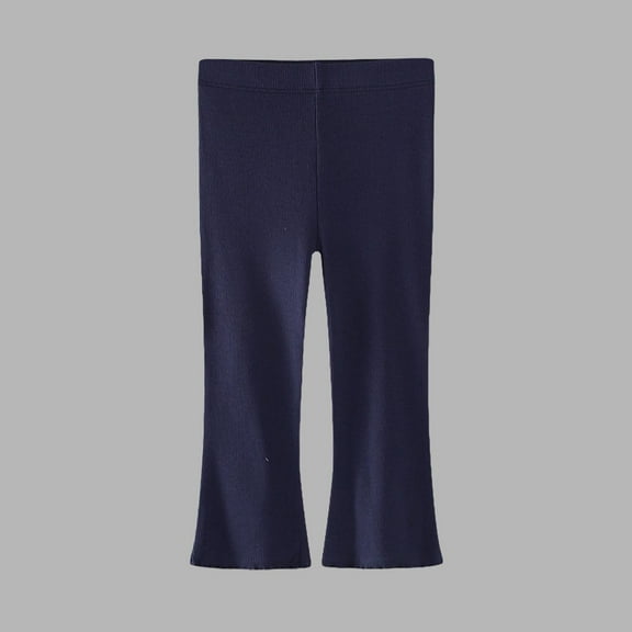 NAISIBABY Toddler Girls Flare Leggings, Stretch Soft Solid Color High Waist Cotton Basic Tight Pants Dark Blue 2T