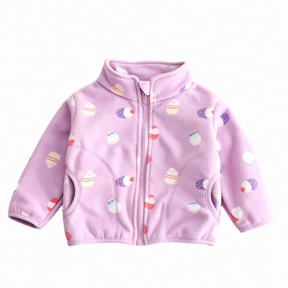NAISIBABY Toddler Girls Fleece-Lined Sweatshirt – Cute Print Zip-Up Long Sleeve Soft Hooded Hoodies for Girls Purple Size 12M