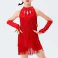 thumbnail image 1 of NAISIBABY Toddler Girls Gymnastic Leotard Sets, Ballet Dance Jumpsuit Tassels Sequins Jazz Latin Dance Costume Red 5-6T, 1 of 3