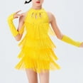 thumbnail image 1 of NAISIBABY Toddler Girls Gymnastic Leotard Sets, Ballet Dance Jumpsuit Tassels Sequins Jazz Latin Dance Costume Yellow 6-7T, 1 of 3
