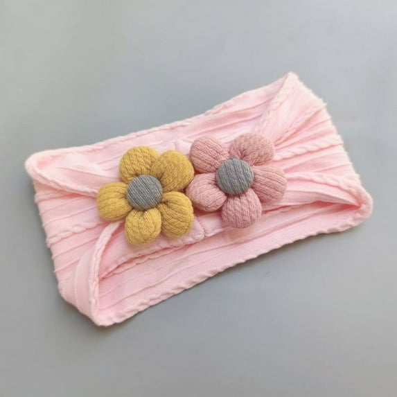 NAISIBABY Toddler Girls Headbands, Solid Color Stretch Sunflower Cute Headwarps Pink Free Size