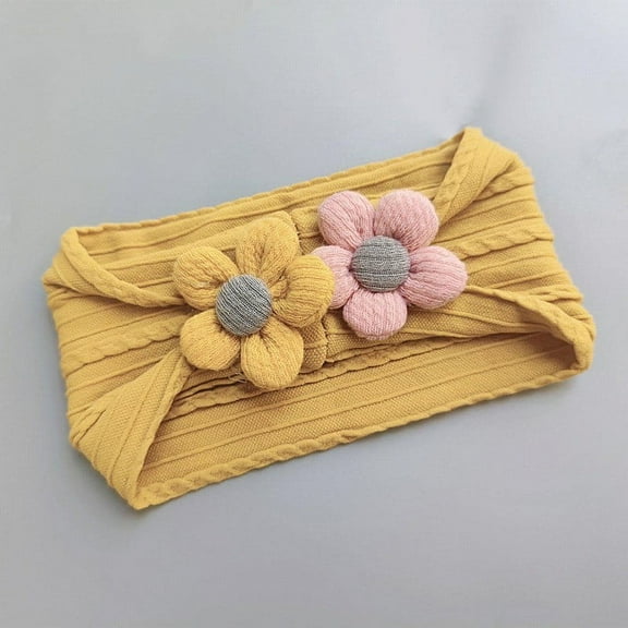 NAISIBABY Toddler Girls Headbands, Stretch Solid Color Sunflower Cute Headwarps Yellow Free Size