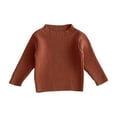 thumbnail image 1 of NAISIBABY Toddler Girls Knit Sweaters, Long Sleeve Crew Neck Solid Color Kids Pullover Tops Khaki 4-5T, 1 of 2