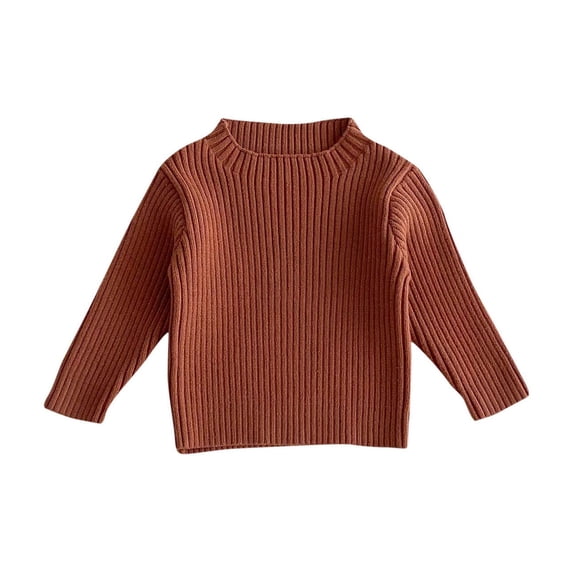 NAISIBABY Toddler Girls Knit Sweaters, Long Sleeve Crew Neck Solid Color Kids Pullover Tops Khaki 4-5T