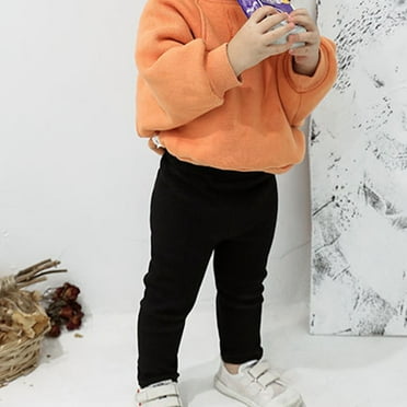 NAISIBABY Toddler Girls Leggings, Elastic Waist Ribbed Solid Color Kids Casual Pants Black 1T