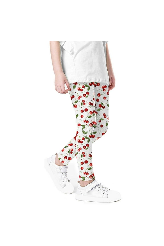 Toddler Girls Leggings Pants, High Waisted Fashion Prints Stretchy Soft Kids Outerwear Pants Red 6-7T