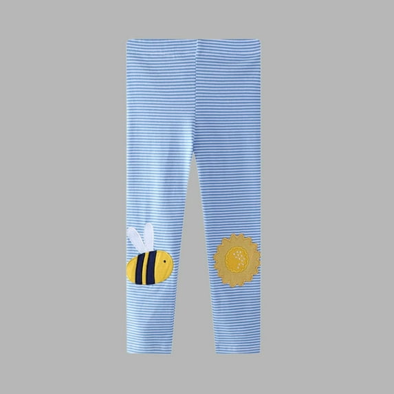 NAISIBABY Toddler Girls Leggings, Slim Elastic Cotton Stretch Cute Graphic Dance Yoga Tight Pants Light Blue 7T