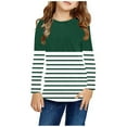 thumbnail image 1 of NAISIBABY Toddler Girls Long Sleeve Tops, Crewneck Striped Casual Kids Pullover Blouses Green 4-5T, 1 of 6