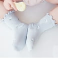 thumbnail image 1 of NAISIBABY Toddler Girls Mid-Tube Socks, Stretch Cotton Breathable Cute Floral Socks Blue 1T, 1 of 4