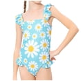 thumbnail image 1 of NAISIBABY Toddler Girls One-Piece Swimsuit, Ruffle Floral Prints Quick Dry Stretchy Summer Beach Bathing Suit Sky Blue 5T, 1 of 9