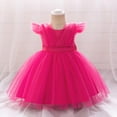 thumbnail image 1 of NAISIBABY Toddler Girls Princess Dress, Back Bow Zipper Ruffles Sleeve Tutu Mesh Pageant Birthday Wedding Party Dress Hot Pink 9Months, 1 of 9