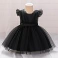 thumbnail image 1 of NAISIBABY Toddler Girls Princess Dress, Ruffles Sleeve Back Bow Zipper Tutu Mesh Pageant Birthday Wedding Party Dress Black 2T, 1 of 9
