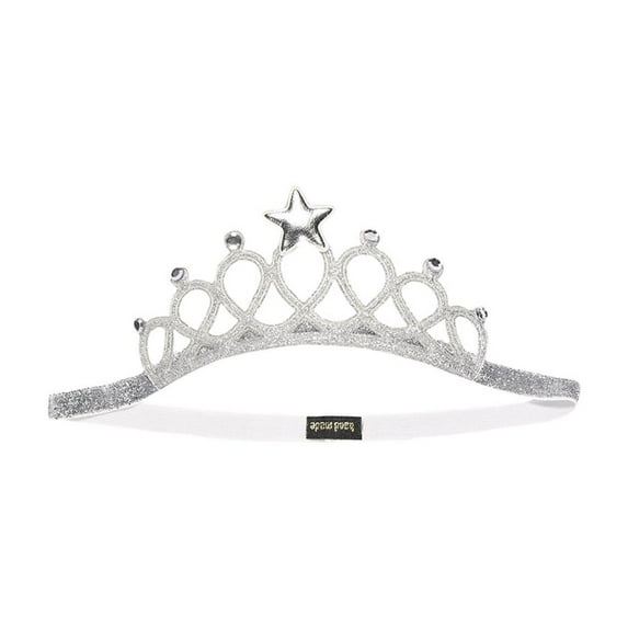 NAISIBABY Toddler Girls Princess Headbands, Adjustable No Slip Stretch Elastic Sparkling Crown Hair Accessories Silver Free Size