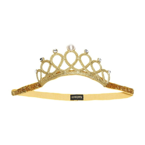 NAISIBABY Toddler Girls Princess Headbands, No Slip Stretch Elastic Adjustable Sparkling Crown Hair Accessories Yellow Free Size