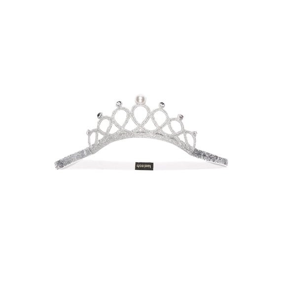 NAISIBABY Toddler Girls Princess Headbands, Stretch Elastic Adjustable No Slip Sparkling Crown Hair Accessories White Free Size