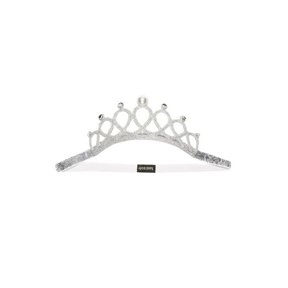 NAISIBABY Toddler Girls Princess Headbands, Stretch Elastic Adjustable No Slip Sparkling Crown Hair Accessories White Free Size