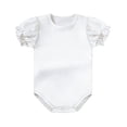thumbnail image 1 of NAISIBABY Toddler Girls Romper, Ruffles Short Sleeve Crewneck Cotton Soft Comfortable One-Piece Bodysuit White 18M-2T, 1 of 6