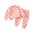 thumbnail image 1 of NAISIBABY Toddler Girls Sets, Bowknot Graphic Pullover Sweatshirt and Tapered Pants Cute Outfit 2-Piece Pink 3T, 1 of 7