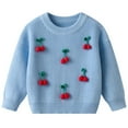 thumbnail image 1 of NAISIBABY Toddler Girls Sweater, Cute Embroidery Long Sleeve Crew Neck Pullover Fall Winter Ribble Knit Tops Sky Blue 7T, 1 of 7