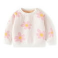 thumbnail image 1 of NAISIBABY Toddler Girls Sweater, Long Sleeve Crew Neck Floral Knitted Winter Cotton Pullover Sweater Beige 2-3T, 1 of 7