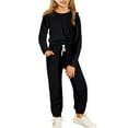 thumbnail image 1 of NAISIBABY Toddler Girls Sweatshirts Sweatpants Sets, Casual Solid Color Long Sleeve Kids 2-Piece Sets Black 4-5T, 1 of 3